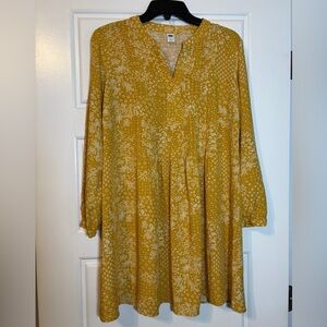 Old Navy Mustard Floral Long Sleeve Dress